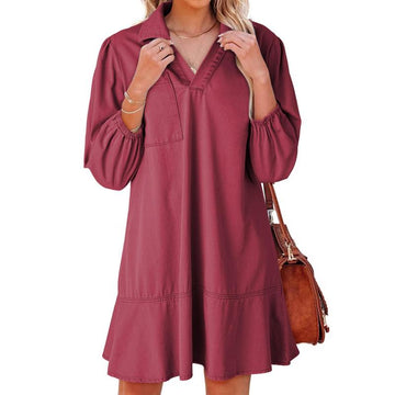 Gemma™ | Classic Soft Denim Puff Sleeve Dress