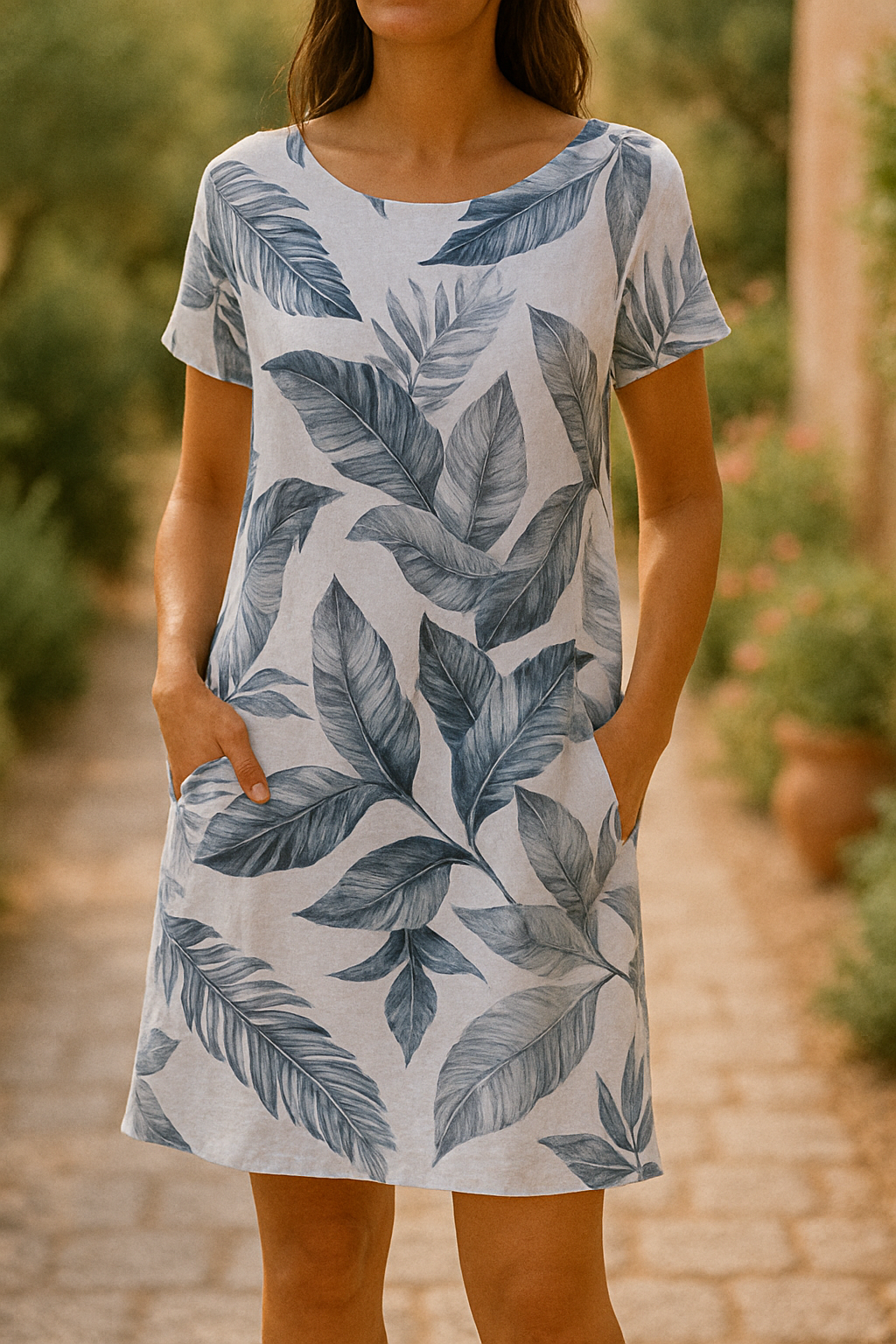 Jeannie™ | Elegant Midi Dress with Botanical Print