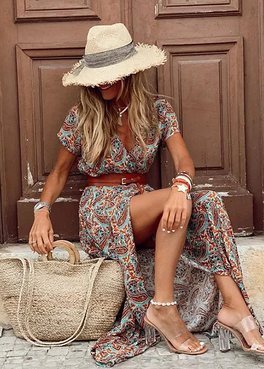 Serena | Boho Gathered Waist Maxi Dress