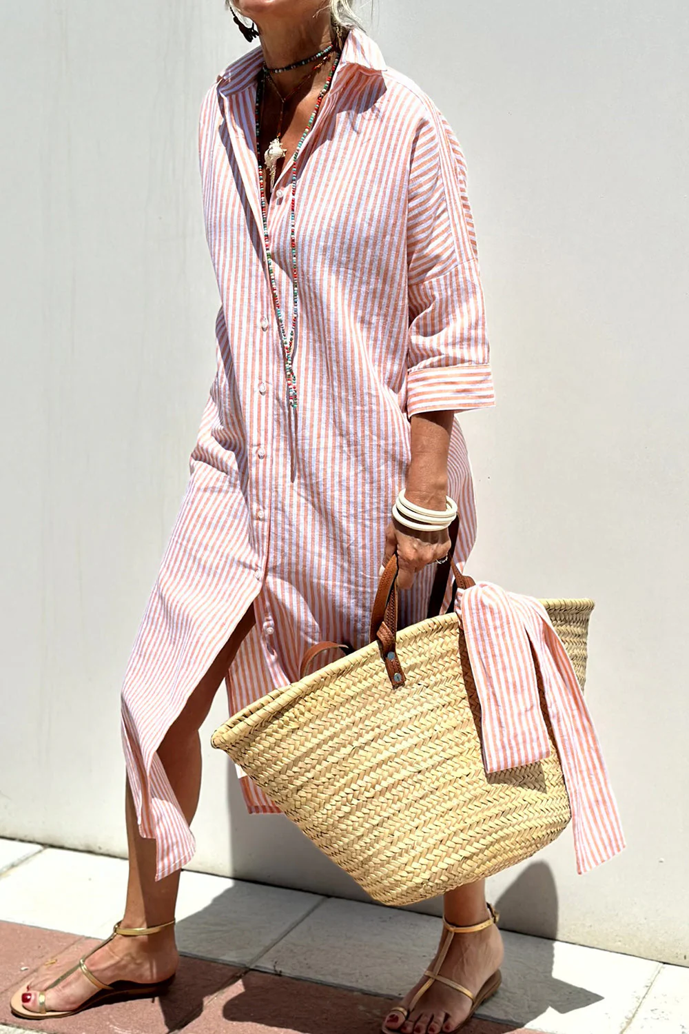 Sophia | Elegant striped shirt dress